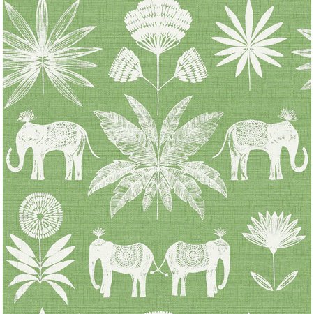 MANHATTAN COMFORT Marseille Bazaar Green Elephant Oasis 33 ft L X 205 in W Wallpaper BR4014-26435